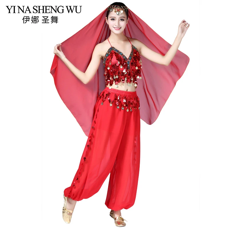 

Belly Dancing Dancers Sequins Festivals Stage Performances Indian Dance Sequins Performance Clothing Wide Leg Pants 10 Colors