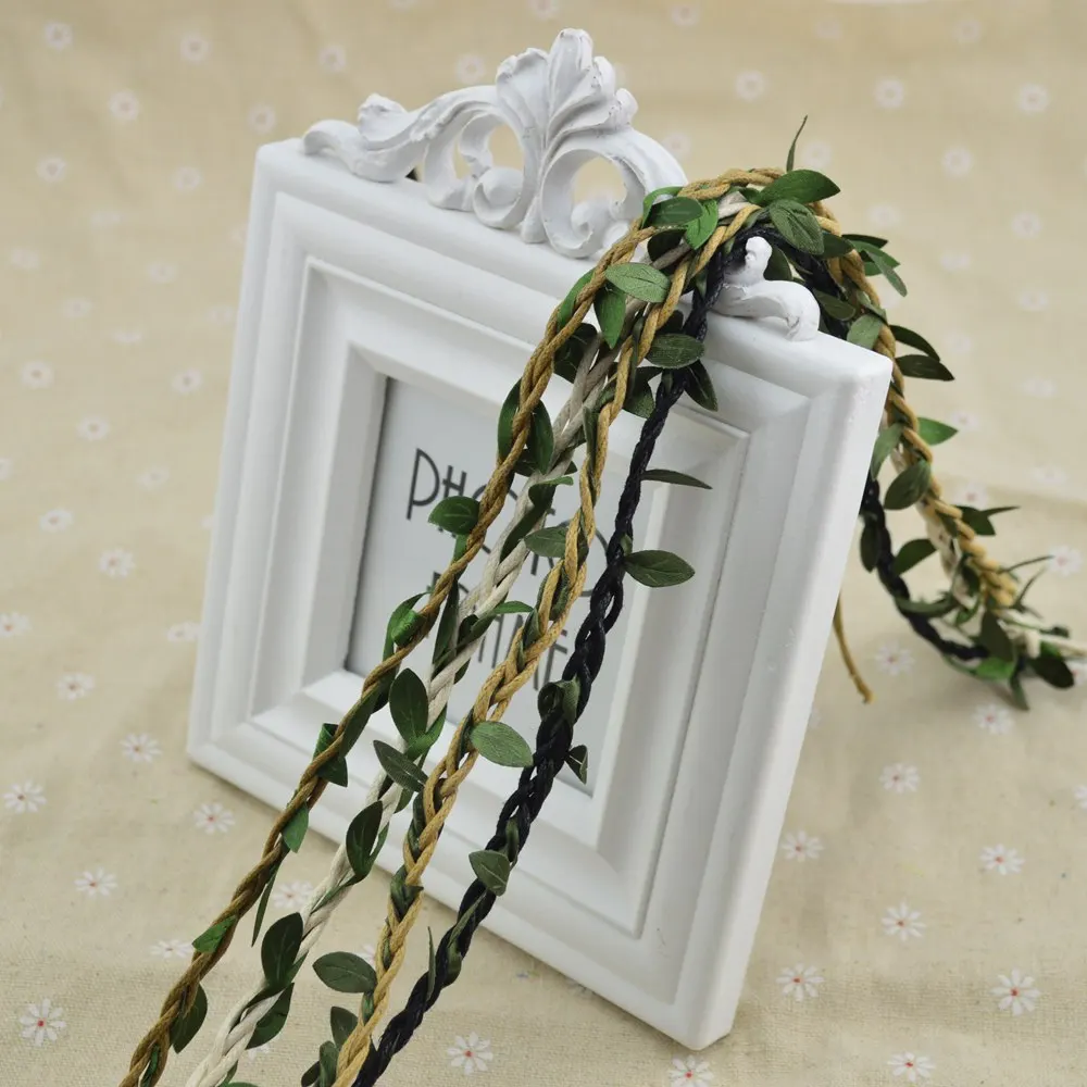 

6 Meters Silk Leaf-Shaped Handmake Artificial green Leaves For Wedding Decoration DIY Wreath Gift Scrapbooking Craft Fake Flower