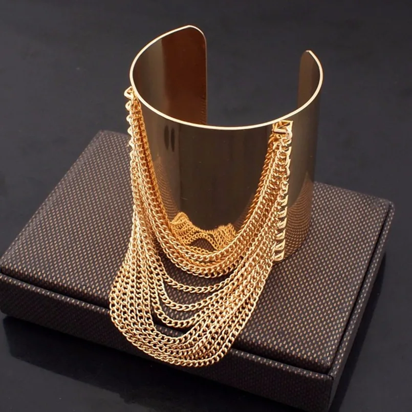 UKMOC Fashion Accessories Punk Bracelets For Women Statement Jewelry Gold Color Alloy Opened Chains Tassel Cuff Bangles
UKMOC Fashion Accessories Punk Bracelets For Women Statement Jewelry Gold Color Alloy Opened Chains Tassel Cuff Bangles