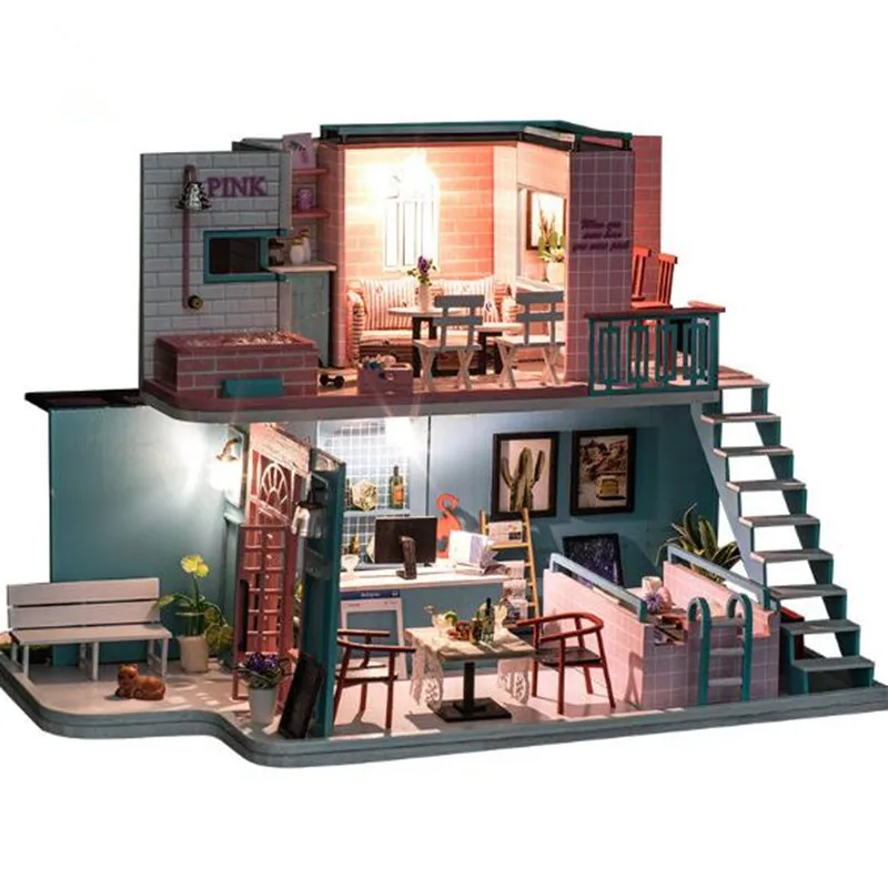 Big size DIY Doll House Wooden Miniatura Doll Houses Miniature Dollhouse Toy With Furniture Birthday Gift K034 Pink coffee shop
Big size DIY Doll House Wooden Miniatura Doll Houses Miniature Dollhouse Toy With Furniture Birthday Gift K034 Pink coffee shop