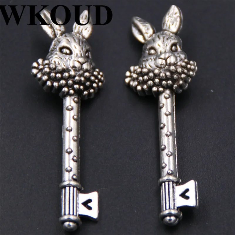 WKOUD 6pcs Silver Color rabbit head key series necklace earrings key chain DIY alloy pendant A191 
WKOUD 6pcs Silver Color rabbit head key series necklace earrings key chain DIY alloy pendant A191