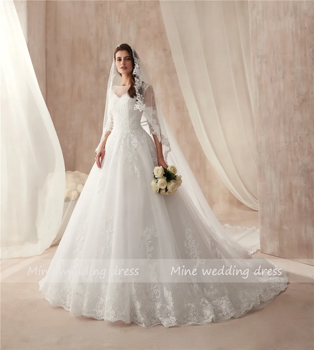 Бальные платья с круглым вырезом свадебное платье коротким рукавом со