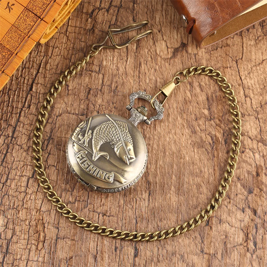 Fashion Quartz Pocket Watch For Women Man with Jump Fish Pattern Bronze Pendant Thick Chain for Vintage Gifts
Fashion Quartz Pocket Watch For Women Man with Jump Fish Pattern Bronze Pendant Thick Chain for Vintage Gifts