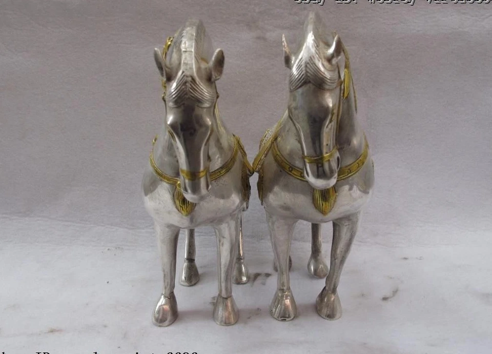 8.5 Chinese Royal White copper silver Lucky Dragon Phoenix Steed War Horse Pair
8.5 Chinese Royal White copper silver Lucky Dragon Phoenix Steed War Horse Pair