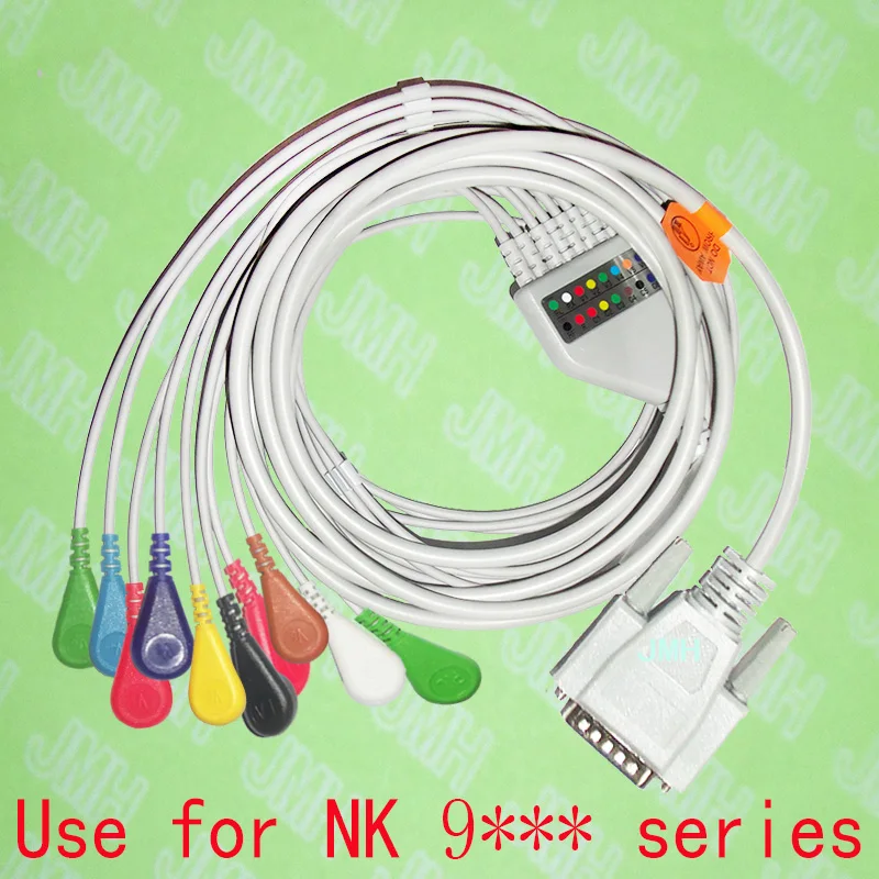 Совместим с 15-контактным Nihon Kohden, DongJiang, Cardioline EKG машиной, цельным 10 свинцовым кабелем и оснасткой leadwires, IEC или AHA.
Совместим с 15-контактным Nihon Kohden, DongJiang, Cardioline EKG машиной, цельным 10 свинцовым кабелем и оснасткой leadwires, IEC или AHA.