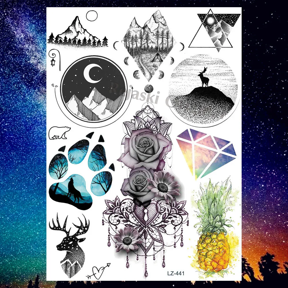REJASKI 3D Realistic Geometric Wolf Temporary Tattoos Sticker Tribal Fox Diamond Tatoos For Men Mountain Fragment Tattoo Sheet
REJASKI 3D Realistic Geometric Wolf Temporary Tattoos Sticker Tribal Fox Diamond Tatoos For Men Mountain Fragment Tattoo Sheet