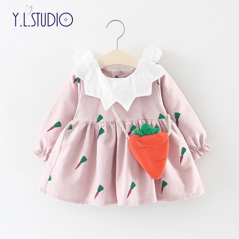 Осенне-весеннее платье принцессы для маленьких девочек милое теплое хлопковое с