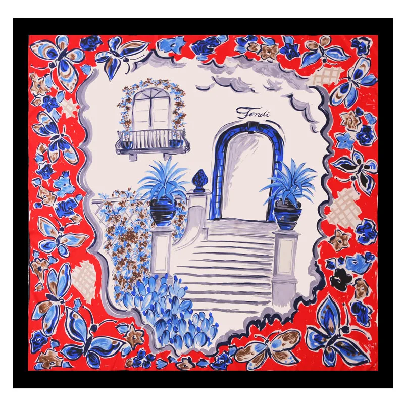 POBING 100% Silk Scarf Women Large Shawls Paris Garden Print Stoles Square Bandana Luxury Brand Kerchief Scarf Female Foulards
POBING 100% Silk Scarf Women Large Shawls Paris Garden Print Stoles Square Bandana Luxury Brand Kerchief Scarf Female Foulards