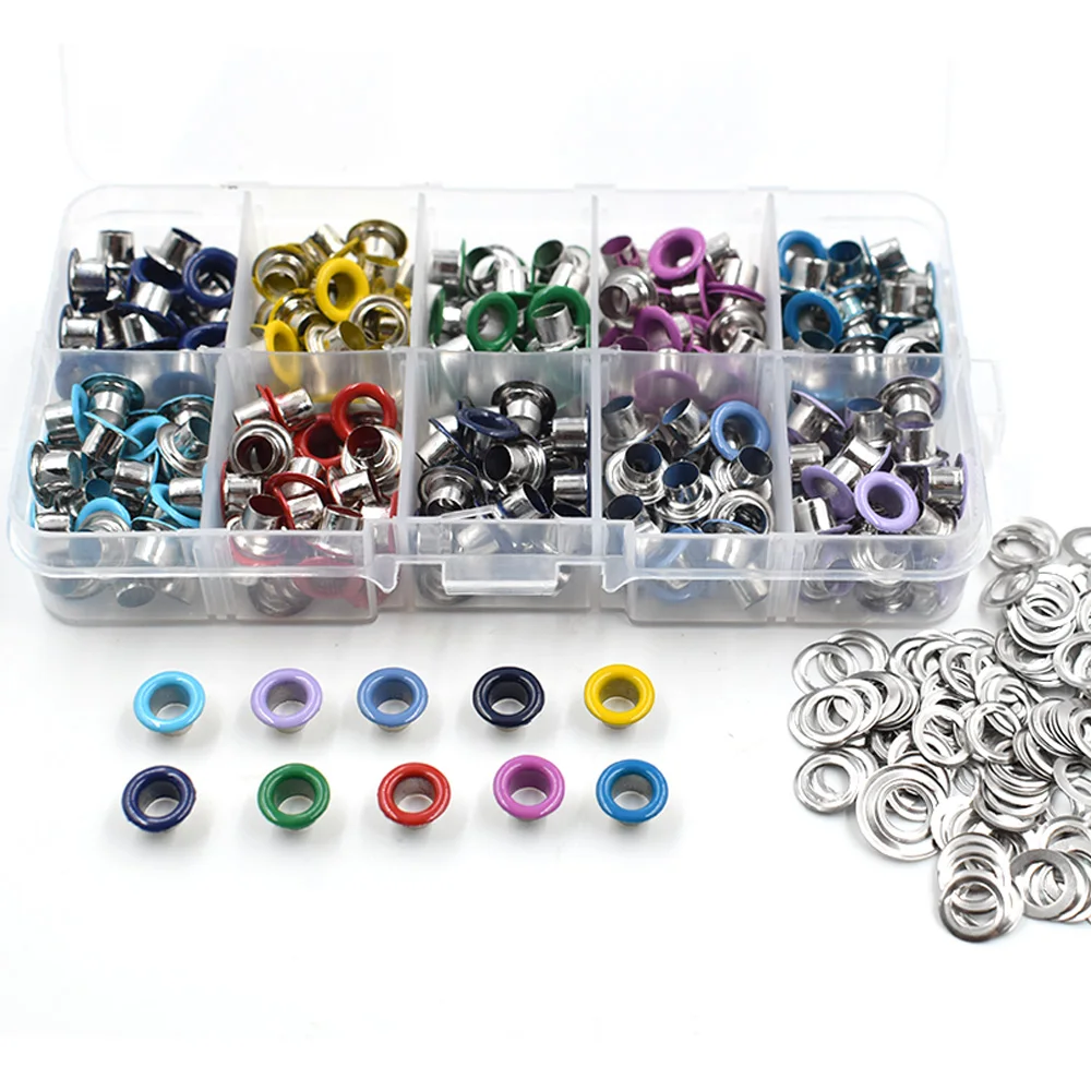 300 pcs Inner Diameter 5 mm Eyelets Shoe Eyes Metal Rivets Spraying Process Color Mixing Holes Buttons Bags Accessories
300 pcs Inner Diameter 5 mm Eyelets Shoe Eyes Metal Rivets Spraying Process Color Mixing Holes Buttons Bags Accessories