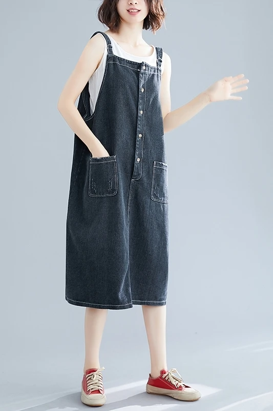 Vintage Denim Dress Summer Ladies Suspenders Jeans Dresses Female Casual Loose Button Pocket Cowboy Dresses Vestidos
Vintage Denim Dress Summer Ladies Suspenders Jeans Dresses Female Casual Loose Button Pocket Cowboy Dresses Vestidos