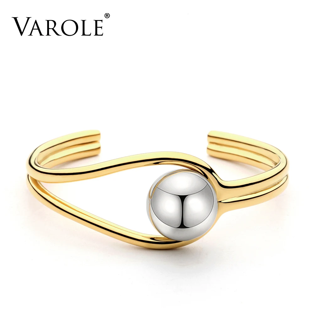 VAROLE Double Line Big Ball Cuff Bracelet Bangle For Women Manchette Gold Color Bracelets Stainless Steel Metal Bangle Pulseiras
VAROLE Double Line Big Ball Cuff Bracelet Bangle For Women Manchette Gold Color Bracelets Stainless Steel Metal Bangle Pulseiras