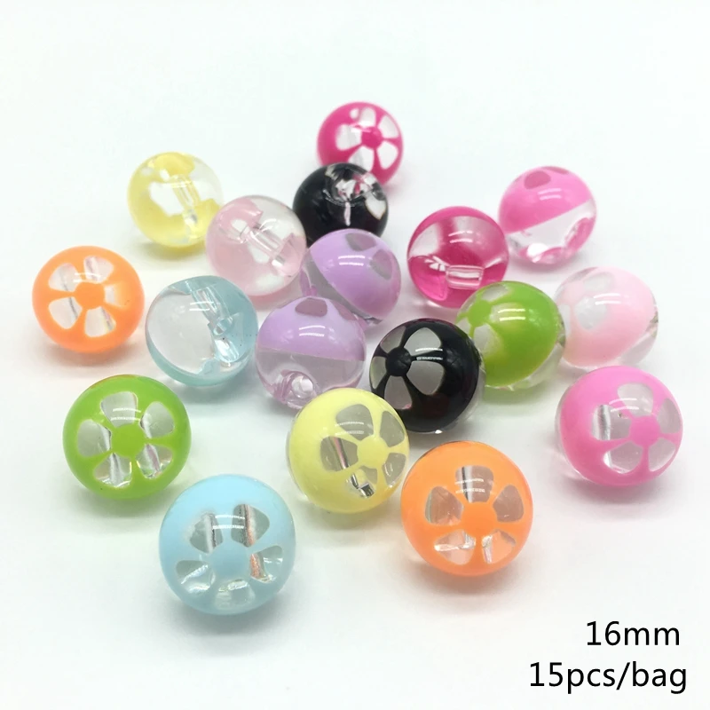 16mm Acrylic Transparent flower Beads printing Five petal For Jewelry Making DIY Children's hair accessory 15pcs/bag Meideheng
16mm Acrylic Transparent flower Beads printing Five petal For Jewelry Making DIY Children's hair accessory 15pcs/bag Meideheng