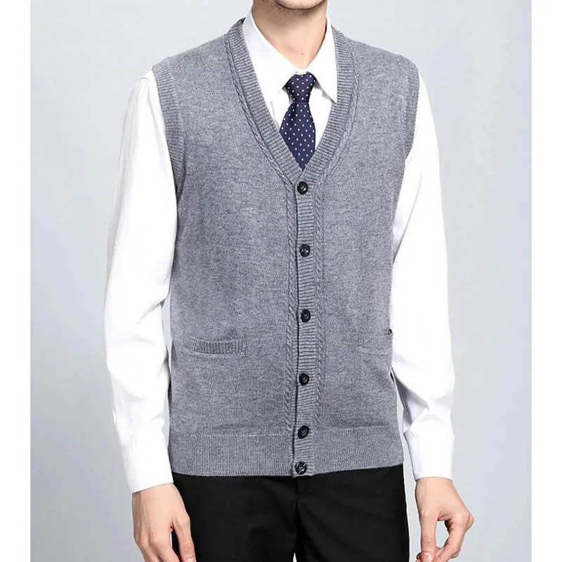 Men's Knitted Vest Sleeveless Wool Striped Single Breasted Sweater Fashion Casual Solid Slim Vest SHIERXI
Men's Knitted Vest Sleeveless Wool Striped Single Breasted Sweater Fashion Casual Solid Slim Vest SHIERXI