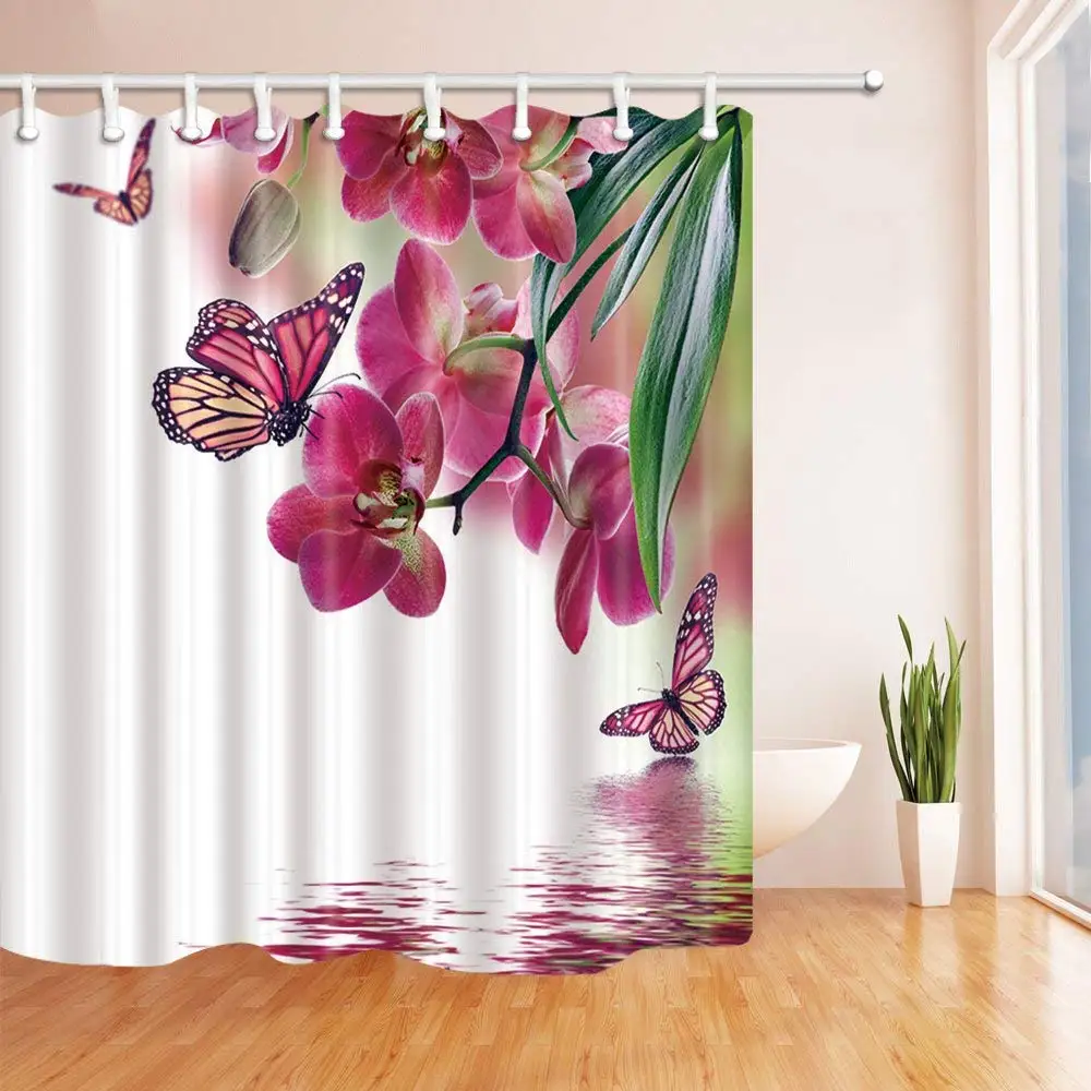 Butterfly Flying Around on Pink Flower with Leaves Shower Curtain Polyester Fabric Bathroom Fantastic Decorations Bath Curtains
Butterfly Flying Around on Pink Flower with Leaves Shower Curtain Polyester Fabric Bathroom Fantastic Decorations Bath Curtains