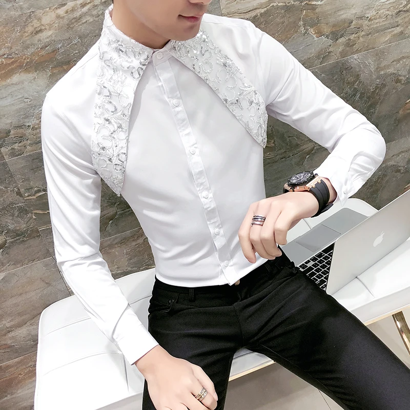 Men Lace Shirt New Designer Wedding Shirts For Men Fashion Social Club Party Black White Dress Shirts Smoking Long Sleeve
Men Lace Shirt New Designer Wedding Shirts For Men Fashion Social Club Party Black White Dress Shirts Smoking Long Sleeve