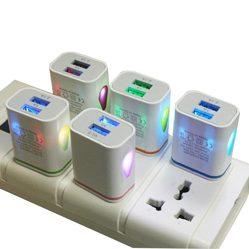 USB зарядное устройство с двумя портами 5V 2.1A дорожный настенный адаптер