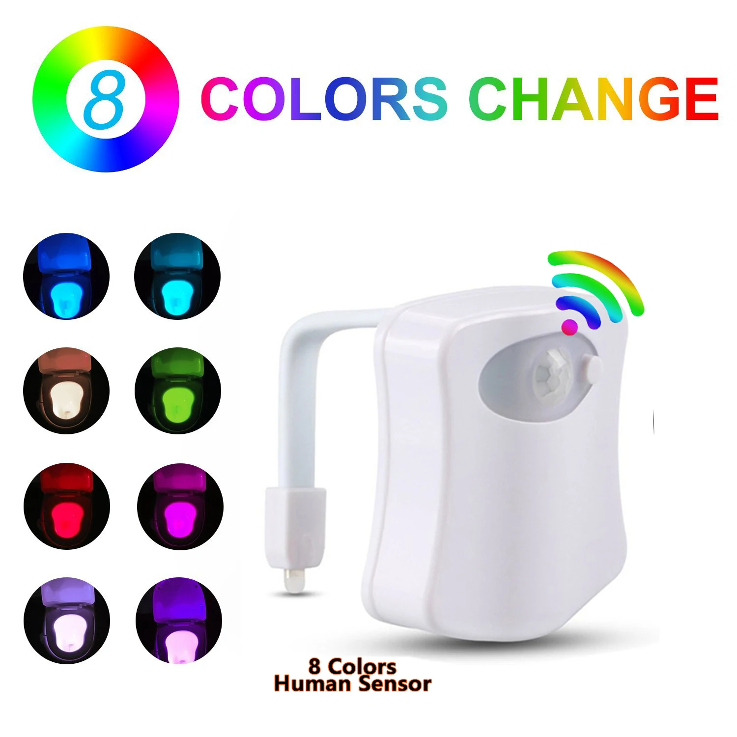 Toilet Night Light, Motion Activated Toilet Night Light, 8 Color Changing Sensor LED Washroom Night Light Fits Any Toilet
Toilet Night Light, Motion Activated Toilet Night Light, 8 Color Changing Sensor LED Washroom Night Light Fits Any Toilet