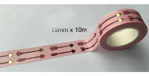 Golden foil washi paper tape/Pink background golden arrowhead washi tape/15mm*10m
Golden foil washi paper tape/Pink background golden arrowhead washi tape/15mm*10m