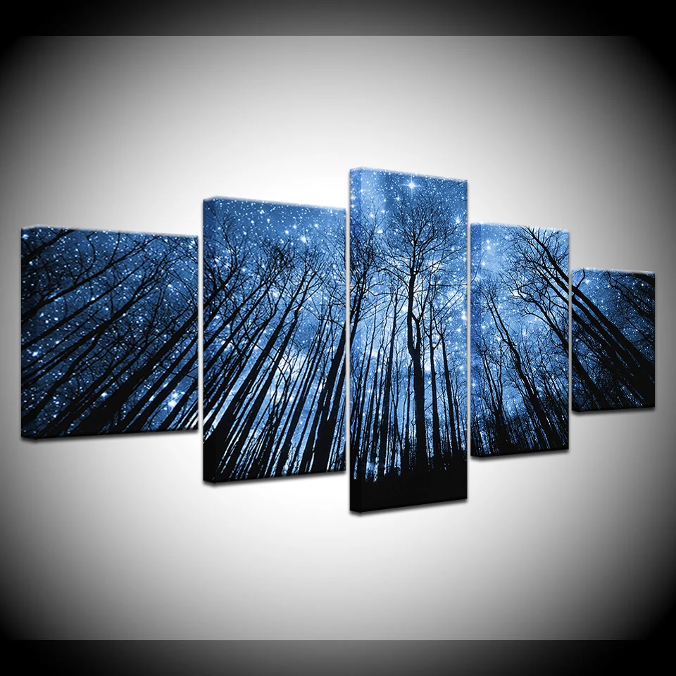 Canvas Prints Painting Wall Art Framework 5 Pieces Blue Psychedelic Forest Poster Starry Sky Trees Abstract Pictures Home Decor
Canvas Prints Painting Wall Art Framework 5 Pieces Blue Psychedelic Forest Poster Starry Sky Trees Abstract Pictures Home Decor