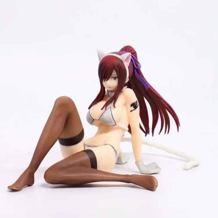 Аниме Сказочный хвост Erza Scarlet Figure сидящий купальник Ver. ERZA игрушки ПВХ Алые