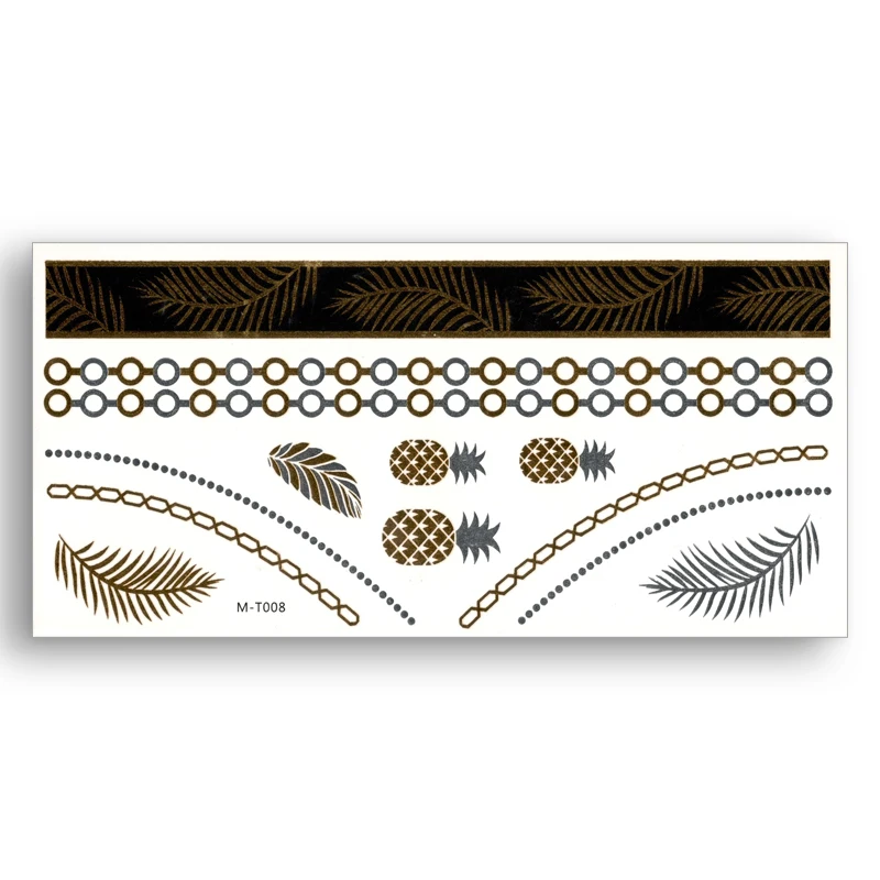Temporary Fake Gold tattoo Waterproof Water Transfer Stickers pineapple Chain Bracelet Women Beauty sexy Flash Body Art
Temporary Fake Gold tattoo Waterproof Water Transfer Stickers pineapple Chain Bracelet Women Beauty sexy Flash Body Art