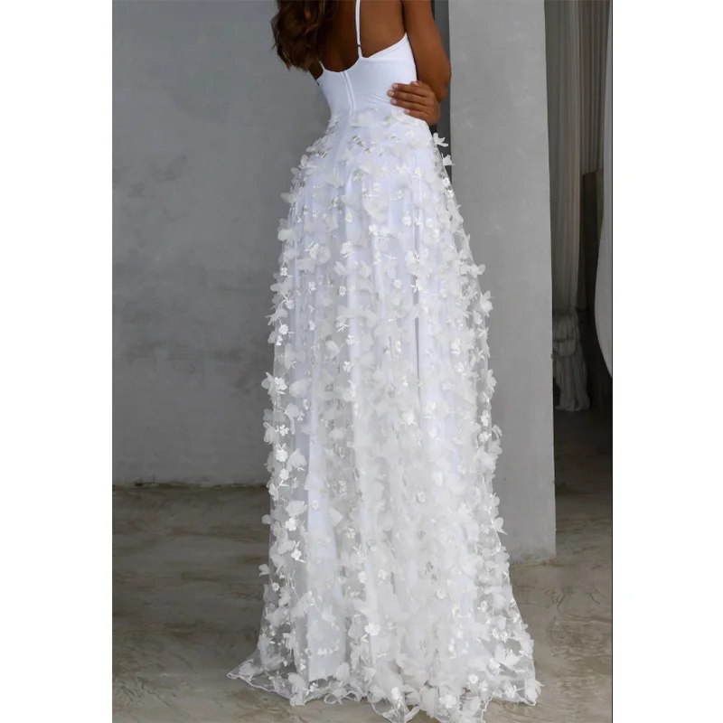 Spaghetti Strap Evening Party Dress Women Sexy Deep V-Neck Floral Lace White Dress Women Floor-Length Clothing Strapless Dress
Spaghetti Strap Evening Party Dress Women Sexy Deep V-Neck Floral Lace White Dress Women Floor-Length Clothing Strapless Dress