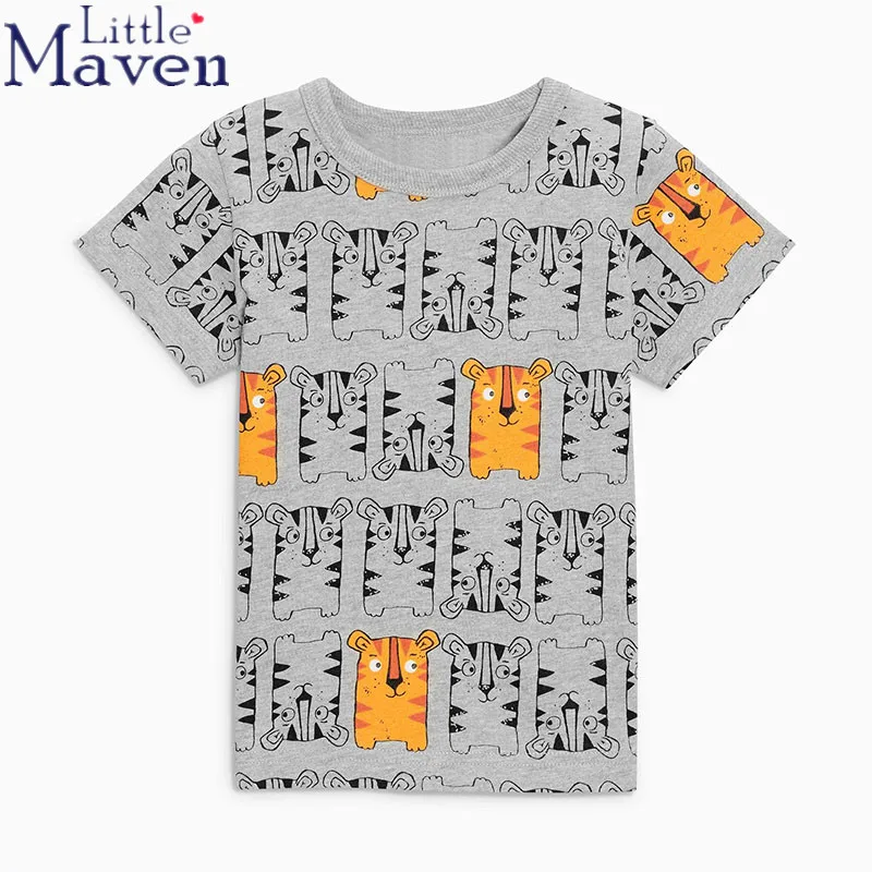 Новинка 2018 брендовые летние футболки little maven с рисунком тигров и мультяшных