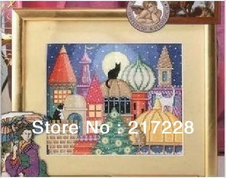 Набор для вышивки крестиком 14CT черный кошка замок 33x28 см бесплатная доставка | Дом