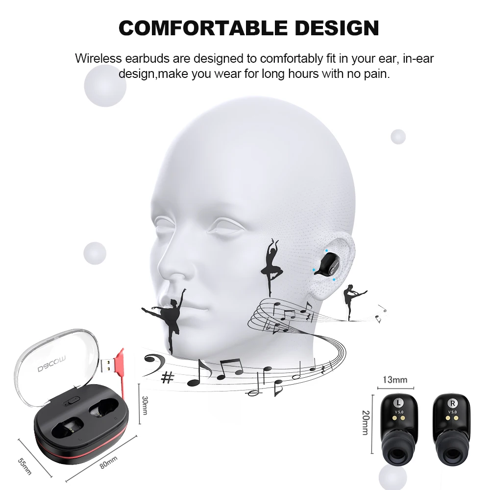 Dacom K6H Pro Наушники-вкладыши TWS Bluetooth наушники 5 0 Беспроводной вкладыши True мини