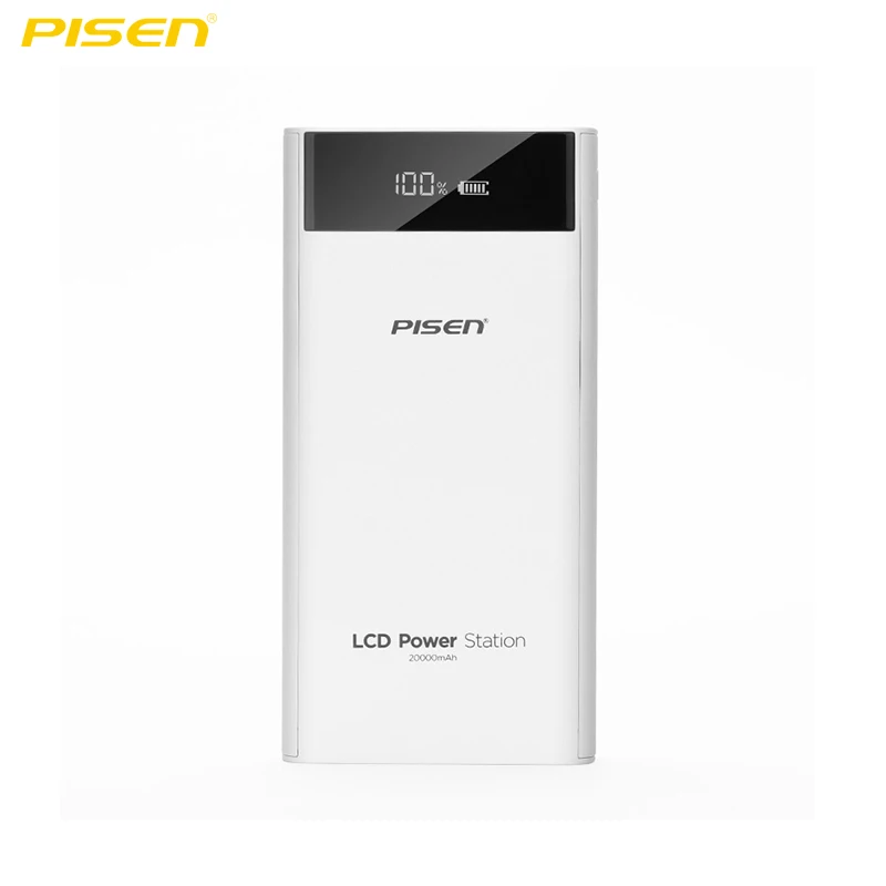 Pisen Power Bank аварийного 20000 мАч внешний Батарея 18650 Dual USB Портативный Зарядное