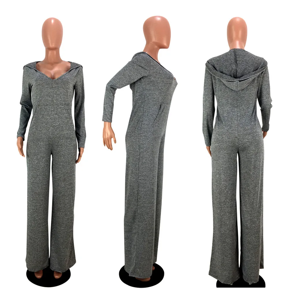 3 Colors Solid V-Neck Hooded Pocket Loose Casual Jumpsuits Women Long Sleeve Bodysuits Holiday Female Playsuits Plus Size
3 Colors Solid V-Neck Hooded Pocket Loose Casual Jumpsuits Women Long Sleeve Bodysuits Holiday Female Playsuits Plus Size
