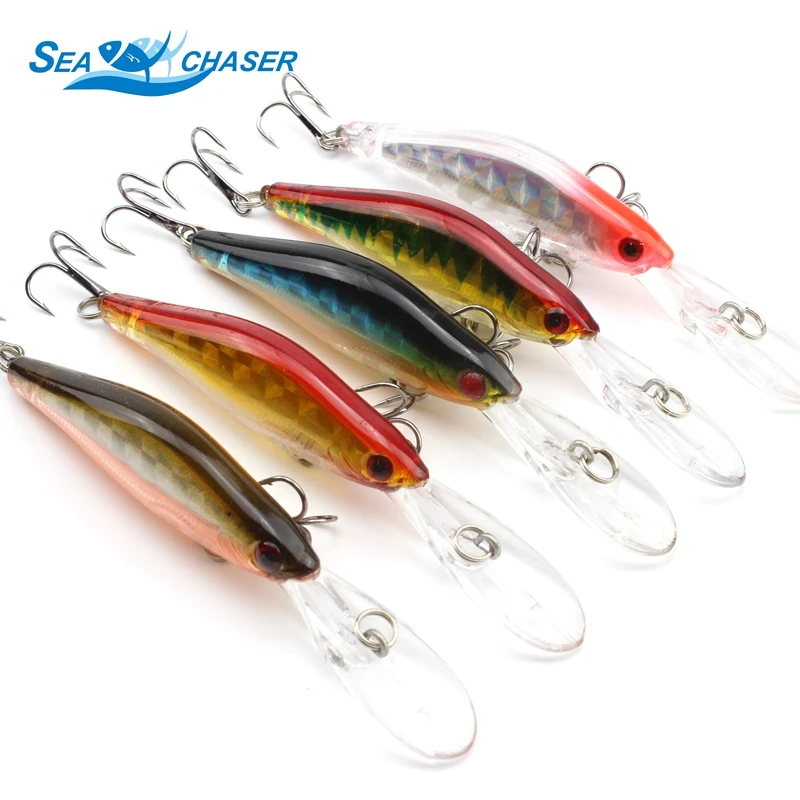 

High Quality 5PCS 9cm 6.5g Fishing Lure Minnow Crankbait Hard Bait Tight Wobble Slow sinking Jerkbait Fishing Tackle