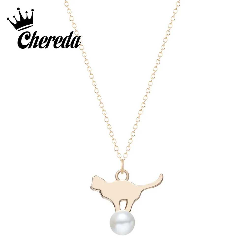 Chereda Gold Silver Cute Cat Playing Ball Necklace for Women Charm Pearl Chain Necklaces&Pendant Jewelry Wholesale
Chereda Gold Silver Cute Cat Playing Ball Necklace for Women Charm Pearl Chain Necklaces&Pendant Jewelry Wholesale