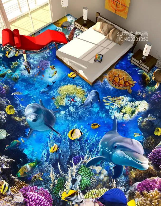 Home Decoration 3D stereoscopic Sea World Dolphin PVC waterproof floor Custom Photo self-adhesive 3D floor
Home Decoration 3D stereoscopic Sea World Dolphin PVC waterproof floor Custom Photo self-adhesive 3D floor