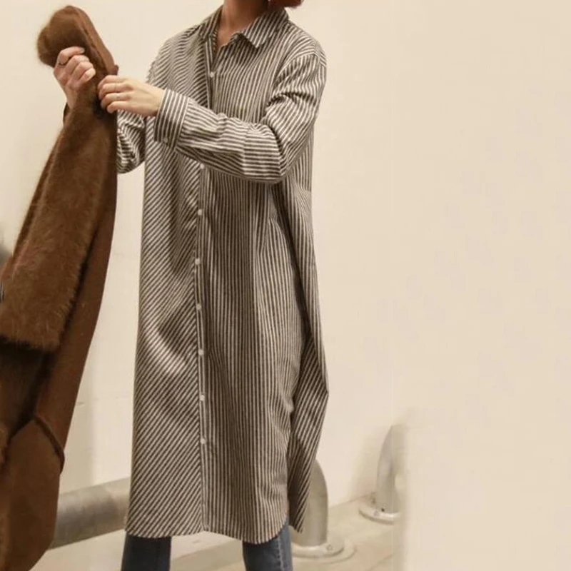 Fashion striped shirt dress female 2019 spring new women's long section irregular shirt dress summer cc87
Fashion striped shirt dress female 2019 spring new women's long section irregular shirt dress summer cc87