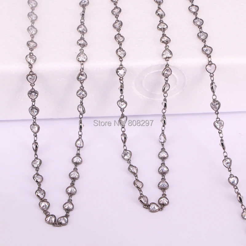 Fashion 5 Meter Cubic Zirconia 6x6mm Heart Beaded Chain With Mix color Brass Chain DIY Jewelry Making
Fashion 5 Meter Cubic Zirconia 6x6mm Heart Beaded Chain With Mix color Brass Chain DIY Jewelry Making