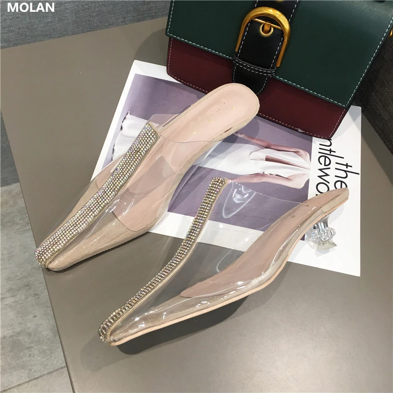 MOLAN/брендовые дизайнерские туфли Новинка 2019 года Роскошные из ПВХ с острым носком