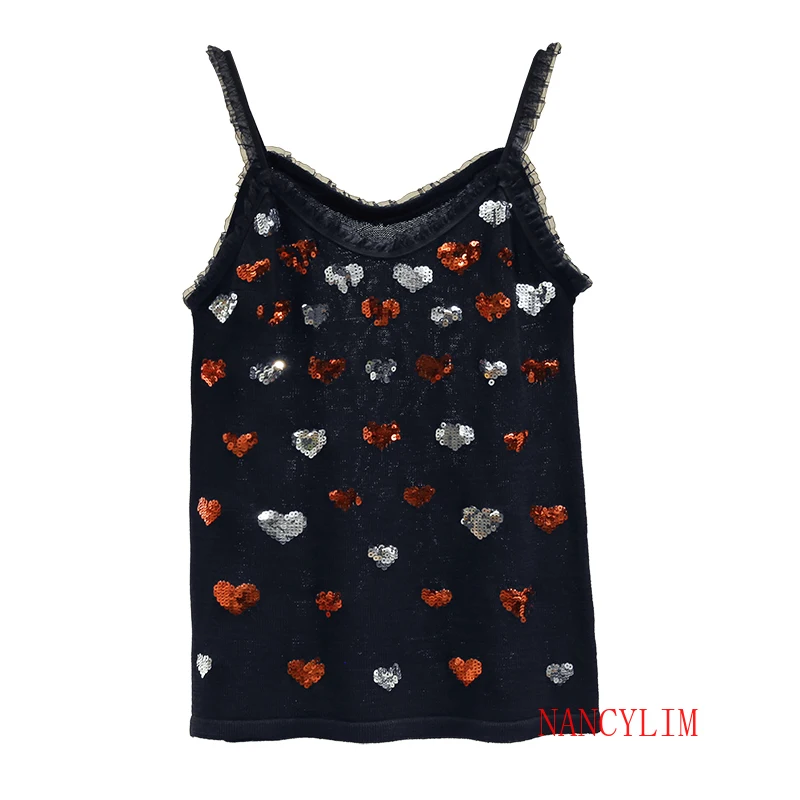 New Knit Sequins Small-strap Vest 2019 Summer Outside Sexy Camisole Top Women's Slim Lover Seuiqn Black Knitted Camisoles Tanks
New Knit Sequins Small-strap Vest 2019 Summer Outside Sexy Camisole Top Women's Slim Lover Seuiqn Black Knitted Camisoles Tanks