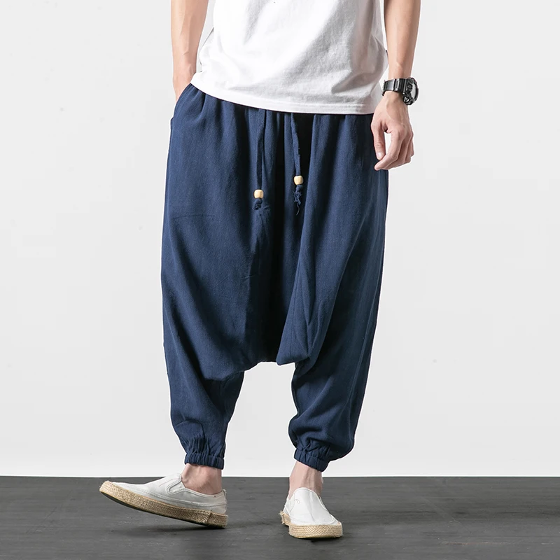 Summer Low Drop Crotch Wide-Leg Long Trousers Men Hip Hop Loose Harem Pants Male Chinese Style Cross Drawstring Linen Pants
Summer Low Drop Crotch Wide-Leg Long Trousers Men Hip Hop Loose Harem Pants Male Chinese Style Cross Drawstring Linen Pants