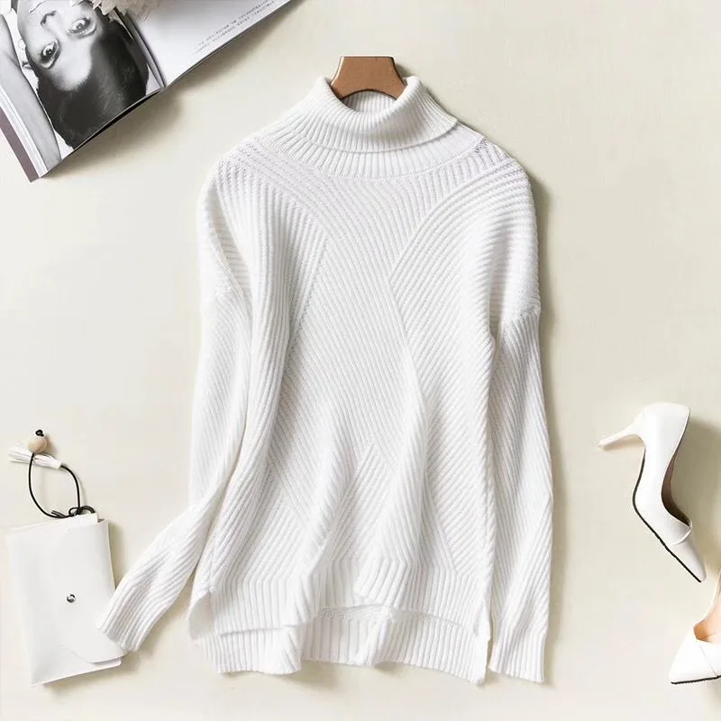 DELICCOLOR 2018 autumn winter new women's high necked sweater sofa jacquard knitted sweater irregular hem oversized sweater
DELICCOLOR 2018 autumn winter new women's high necked sweater sofa jacquard knitted sweater irregular hem oversized sweater