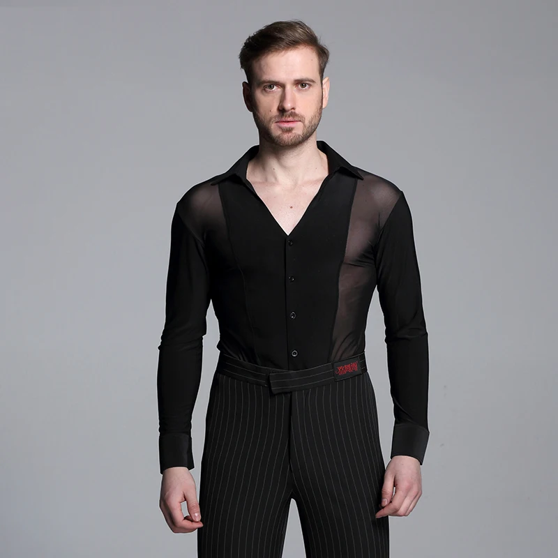 Cool Latin Dance Shirt Men Black Shirts V Collar Adult Male Dance Costumes Modern Rumba Chacha Latin Ballroom Dance Dress BL1314
Cool Latin Dance Shirt Men Black Shirts V Collar Adult Male Dance Costumes Modern Rumba Chacha Latin Ballroom Dance Dress BL1314