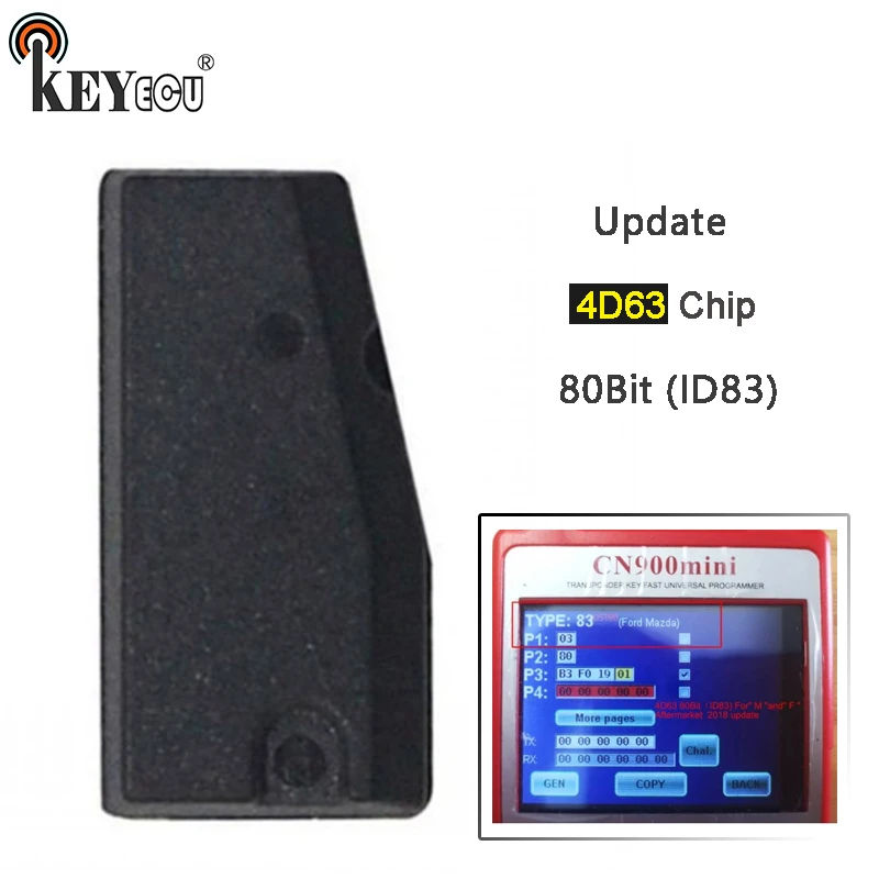KEYECU 50x for Mazda, for Ford 2018 Update 4D63 80Bit ID83 Car Key Chip Transponder Chip Aftermarket Support All Key Lost
KEYECU 50x for Mazda, for Ford 2018 Update 4D63 80Bit ID83 Car Key Chip Transponder Chip Aftermarket Support All Key Lost