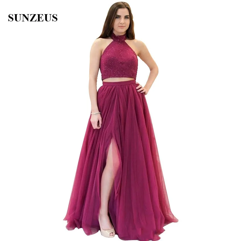 Crystal Beaded Crop Top Prom Dress 2 Piece Burgundy Party Gowns Long Tulle Graduation Dress Low Back Sexy Girls Formal Robe
Crystal Beaded Crop Top Prom Dress 2 Piece Burgundy Party Gowns Long Tulle Graduation Dress Low Back Sexy Girls Formal Robe