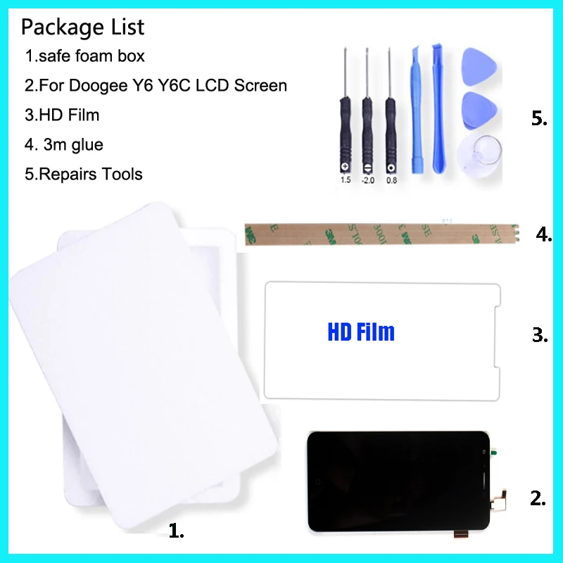 For Original Doogee Y6 Y6C LCD Display+Touch Screen Screen Digitizer Assembly Replacement 5.5 inch 1280x720P in Stock
For Original Doogee Y6 Y6C LCD Display+Touch Screen Screen Digitizer Assembly Replacement 5.5 inch 1280x720P in Stock