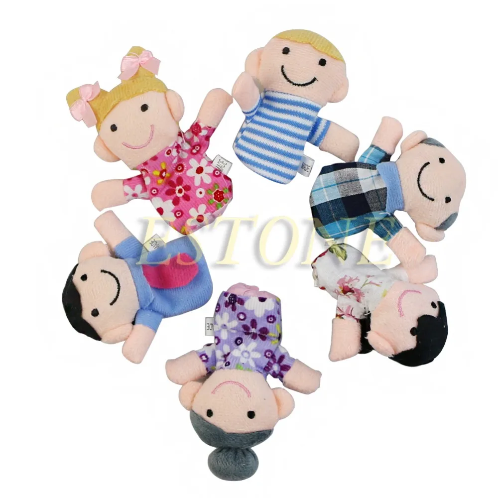 

2018 NEW 6PCS Baby Kids Plush Doll Cloth Play Learn Story Game Family Finger Puppets Toys