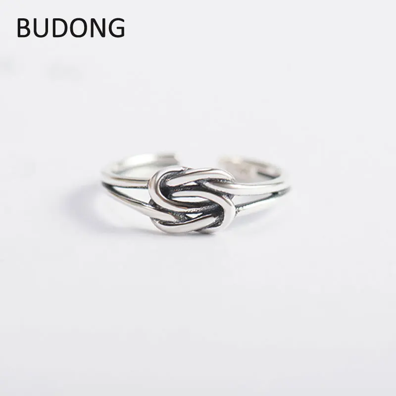 Фото BUDONG Подлинная стерлингового серебра 925 Открытые Кольца Винтаж - купить