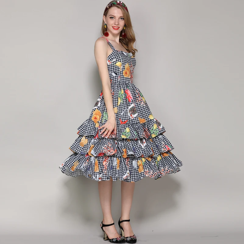 2020 new fashion designer runway summer dress Women's Spaghetti Strap Plaid Pattern print Vintage Cascading Ruffle dress
2020 new fashion designer runway summer dress Women's Spaghetti Strap Plaid Pattern print Vintage Cascading Ruffle dress