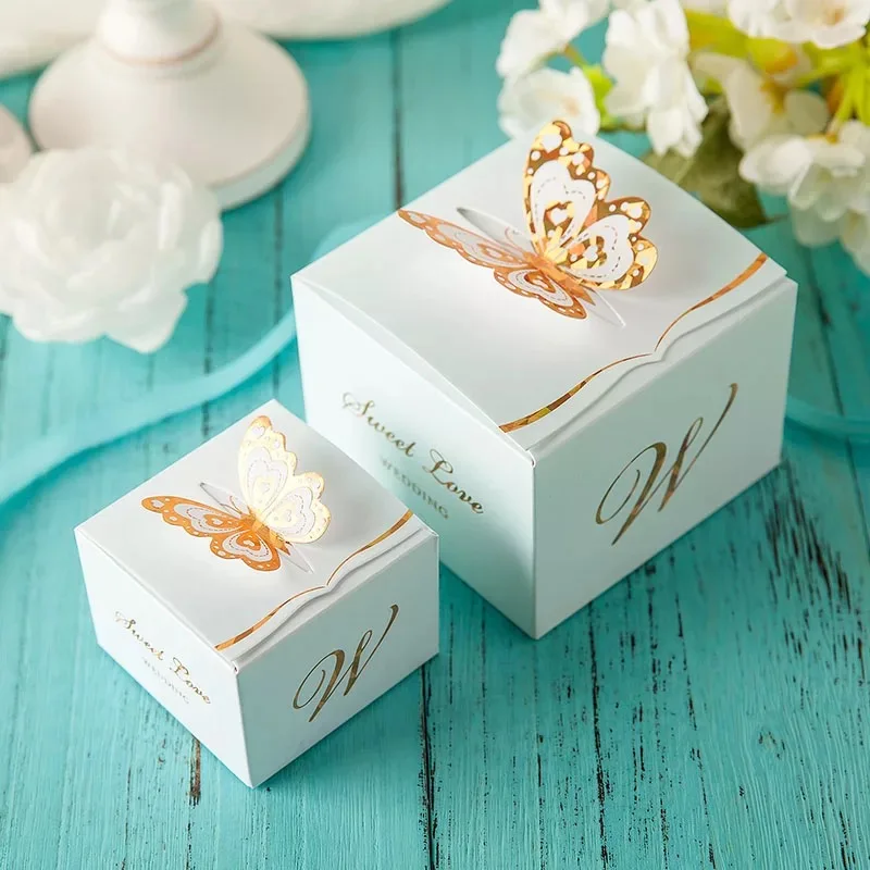 

10pcs Bronzing Butterfly Chocolate Candy Box Wedding Party Decoration Supplies Wedding Favors and Souvenirs Gifts Box for Guests