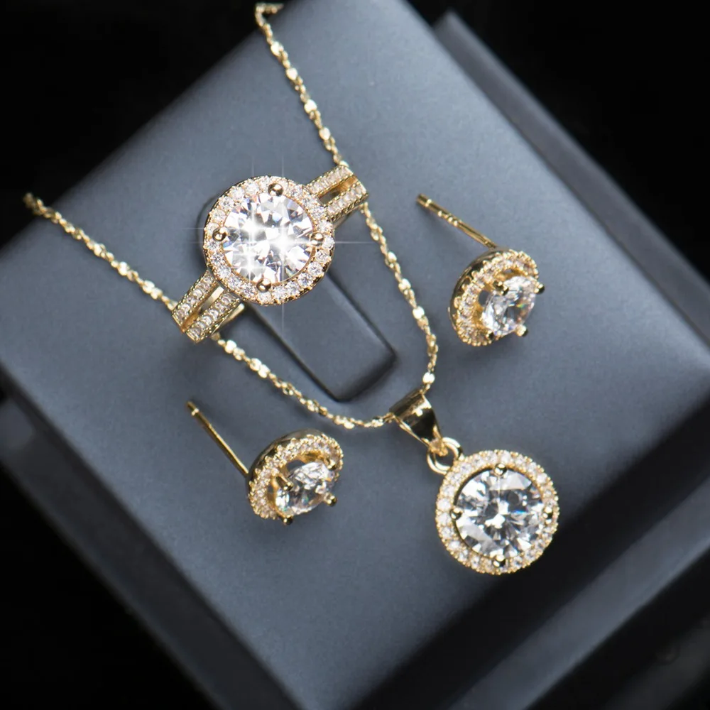 90% off Wedding Jewelry Sets for Brides Classic Sparkling AAAAA Level CZ Stud Earrings Ring Necklace Bridal Jewelry Set
90% off Wedding Jewelry Sets for Brides Classic Sparkling AAAAA Level CZ Stud Earrings Ring Necklace Bridal Jewelry Set