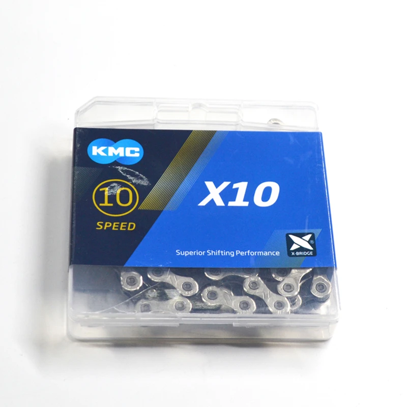 NEW KMC X10 Bicycle Chain 116L 10Speed silver Bicycle Chain With Original box and Magic Button for MTB Mountain/Road Bike Parts
NEW KMC X10 Bicycle Chain 116L 10Speed silver Bicycle Chain With Original box and Magic Button for MTB Mountain/Road Bike Parts
